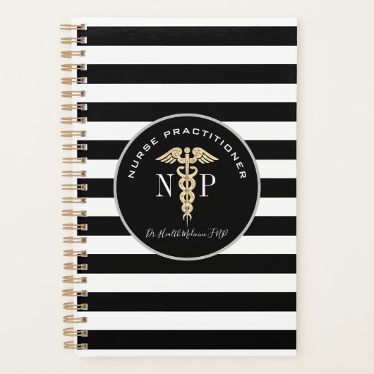 Medisch-zwart-wit monogram planner (Voorkant)