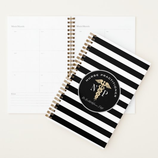 Medisch-zwart-wit monogram planner (Display)