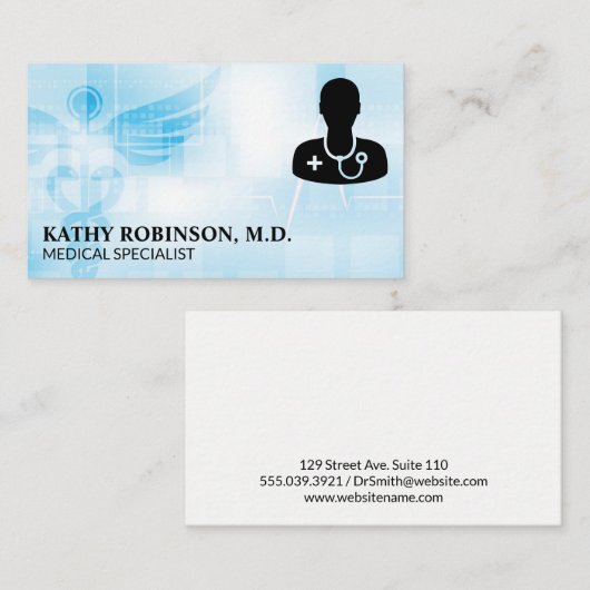 Medische achtergrond | Dokter pictogram Afsprakenkaartje (Voorkant / Achterkant)