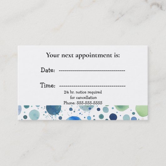 Medische Afspraakkaart Waterverf Stippen Afsprakenkaartje (Voorkant)