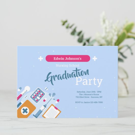 medische afstudeerfeest kaart (Staand voorkant)