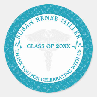medische afstudeerfeest ronde sticker
