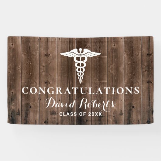 Medische Afstuderen Rustic Barn Wood Achtergrond Spandoek (Horizontaal)