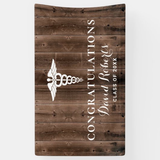 Medische Afstuderen Rustic Barn Wood Achtergrond Spandoek (Verticaal)