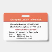 Medische Alarm ID-kaart Aangepaste Badge (Achterkant)