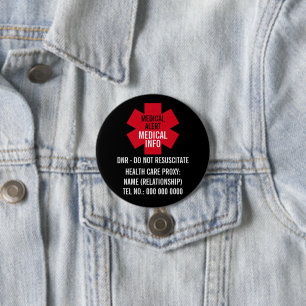 Medische Alarm Serie Gezondheidszorg Proxy Persona Ronde Button 7,6 Cm