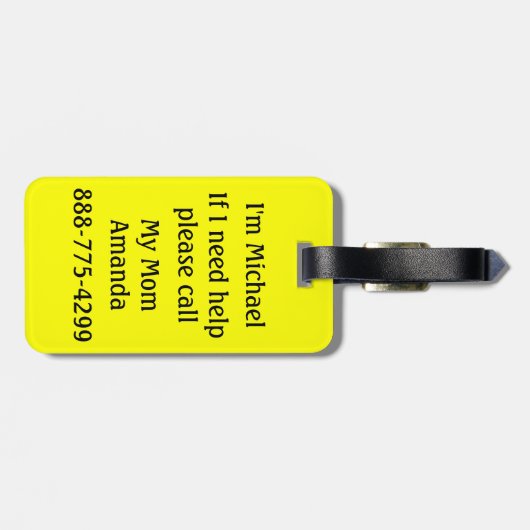 Medische alarmlijn niet-verticaal autistisch bagagelabel (Achterkant horizontaal)