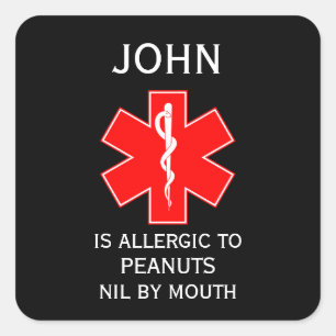 Medische Alert ID Medische Melk Allergie Vierkante Sticker