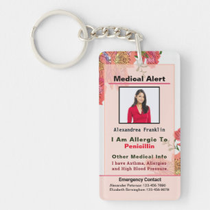 Medische Alert Noodsituatie Contact Custom Sleutelhanger