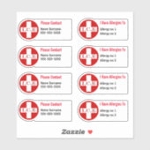 Medische allergie waarschuwing kinder schoolboeken sticker (Vel)