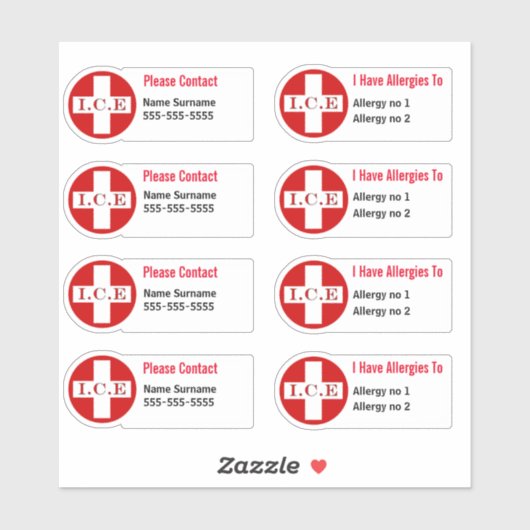 Medische allergie waarschuwing kinder schoolboeken sticker (Vel)