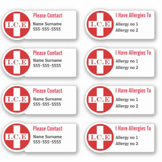 Medische allergie waarschuwing kinder schoolboeken sticker (Voorkant)