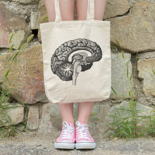 medische anatomie illustratie menselijk brein tote bag
