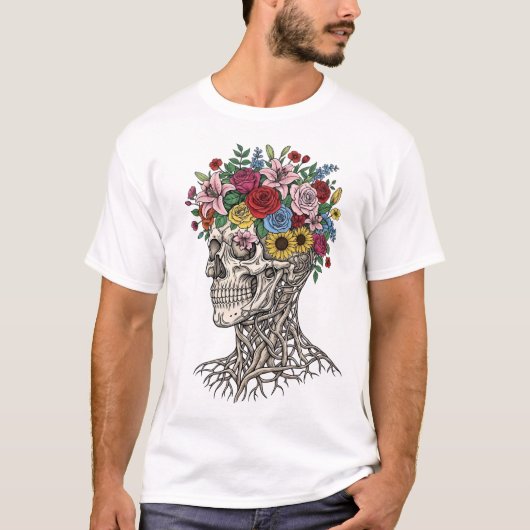  medische anatomie schedel bloemendokter t-shirt (Voorkant)