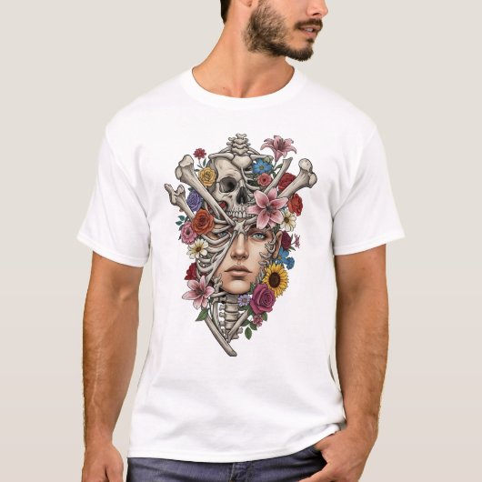  medische anatomie schedel bloemendokter t-shirt (Voorkant)