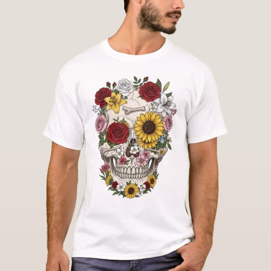  medische anatomie schedelbloem t-shirt (Voorkant)