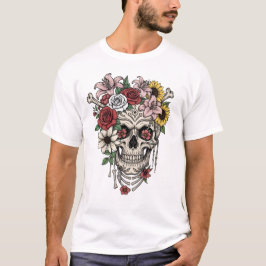  medische anatomie schedelbloem t-shirt