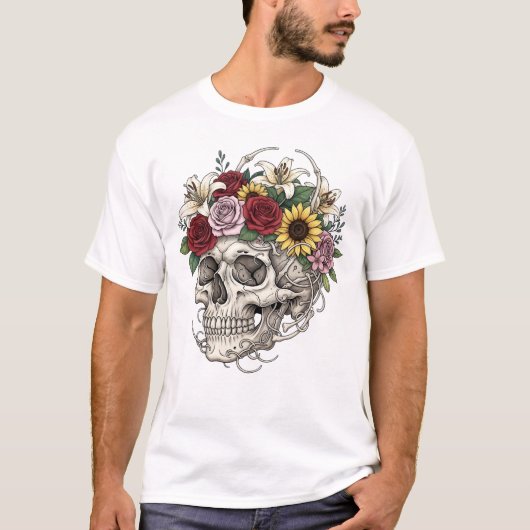  medische anatomie schedelbloem t-shirt (Voorkant)