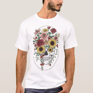 medische anatomie schedelbloem t-shirt