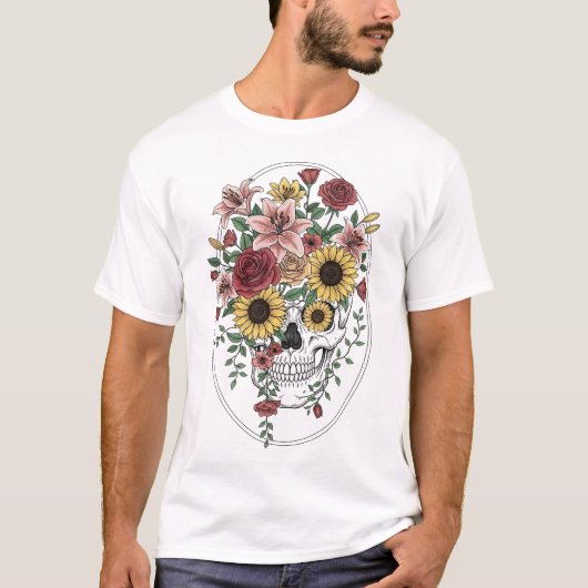  medische anatomie schedelbloem t-shirt (Voorkant)