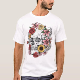  medische anatomie schedelbloem t-shirt