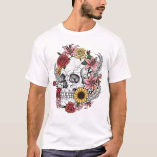 medische anatomie schedelbloem t-shirt