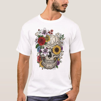 medische anatomie schedelbloem T-shirt