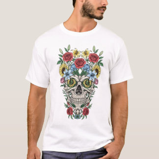 medische anatomie schedelbloem T-shirt