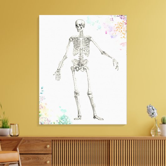 medische anatomie skelet bloemendiagram canvas afdruk (Insitu (Woonkamer))