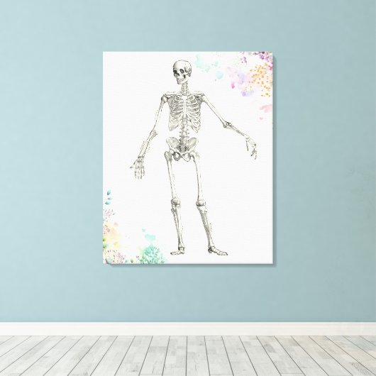 medische anatomie skelet bloemendiagram canvas afdruk (Insitu (Houten vloer))