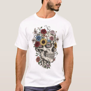 Medische Anatomie Skull Flower Doctor T-shirt