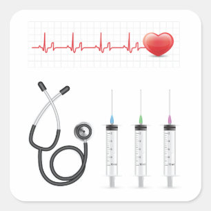 Medische apparatuur Hartslag Gezondheidszorg Vierkante Sticker