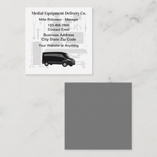 Medische apparatuur Koerier Driver Vierkante Visitekaartje (Voorkant / Achterkant)