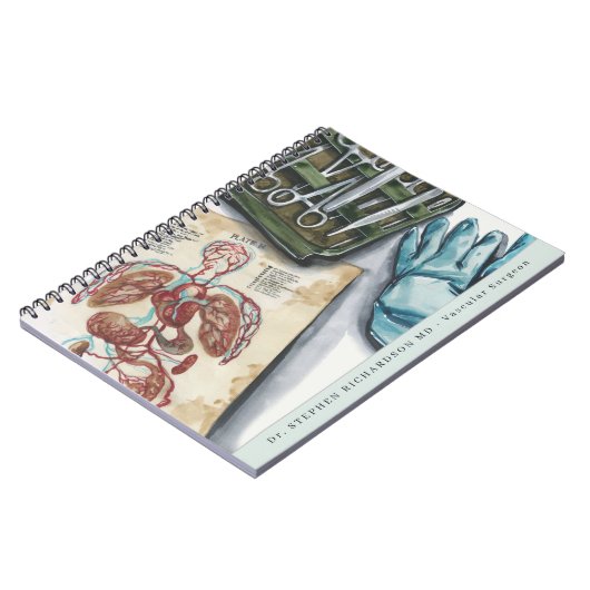 Medische arts chirurgische Waterverf Monogram Notitieboek (Linkerzijde)