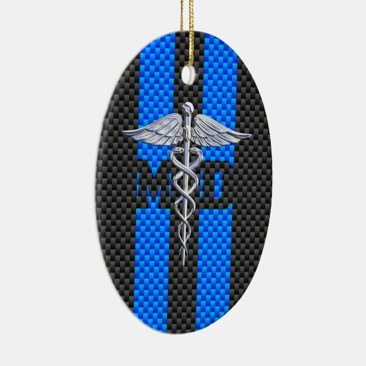 Medische arts MD Caduceus Carbon Fiber Stripes Keramisch Ornament (Rechts)