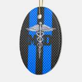 Medische arts MD Caduceus Carbon Fiber Stripes Keramisch Ornament (Links)