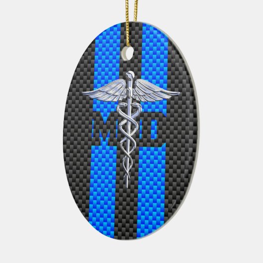 Medische arts MD Caduceus Carbon Fiber Stripes Keramisch Ornament (Links)