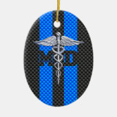 Medische arts MD Caduceus Carbon Fiber Stripes Keramisch Ornament (Voorkant)