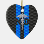 Medische arts MD Caduceus Carbon Fiber Stripes Keramisch Ornament (Rechts)