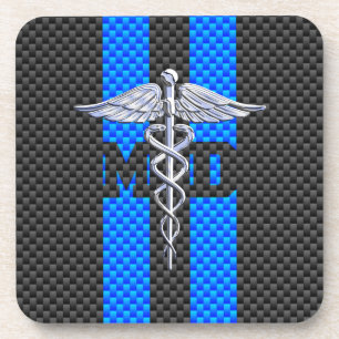 Medische arts MD Caduceus Carbon Fiber Stripes Onderzetter