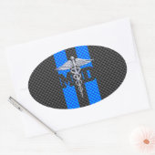 Medische arts MD Caduceus Carbon Fiber Stripes Ovale Sticker (Envelop)