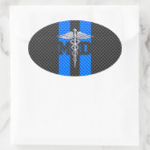 Medische arts MD Caduceus Carbon Fiber Stripes Ovale Sticker (Tas)