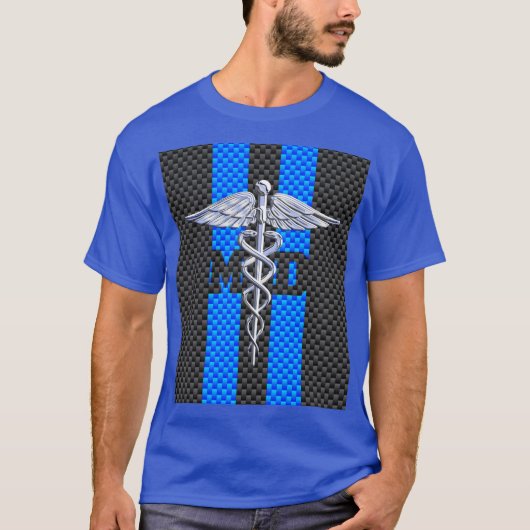Medische arts MD Caduceus Carbon Fiber Stripes T-shirt (Voorkant)