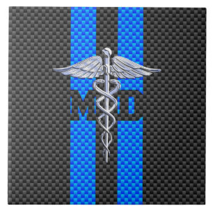 Medische arts MD Caduceus Carbon Fiber Stripes Tegeltje