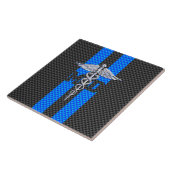 Medische arts MD Caduceus Carbon Fiber Stripes Tegeltje (Zijkant)
