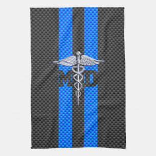 Medische arts MD Caduceus Carbon Fiber Stripes Theedoek