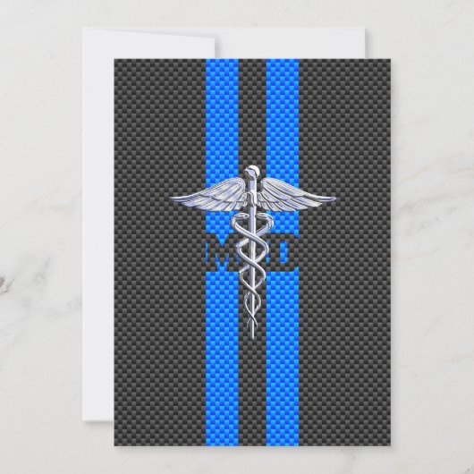 Medische arts MD Caduceus op koolstofvezel afdrukk (Voorkant)
