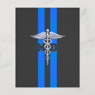 Medische arts MD Caduceus op koolstofvezel afdrukk Flyer