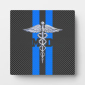 Medische arts MD Caduceus op koolstofvezel afdrukk Fotoplaat (Voorkant)