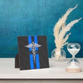 Medische arts MD Caduceus op koolstofvezel afdrukk Fotoplaat (Insitu)